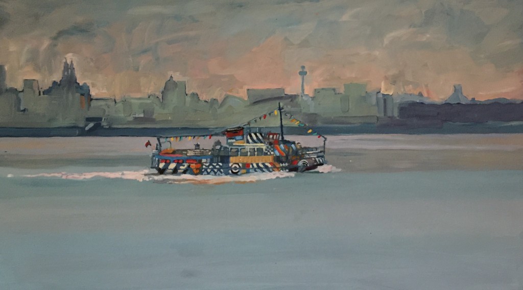 Peter Blake's Dazzle ship on the Mersey 